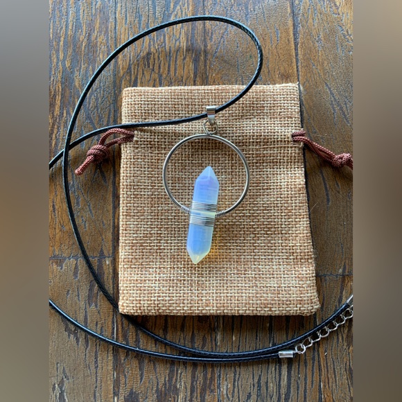 Opalite Mens Necklace | Mens Crystal Necklace | Opalite Unisex Necklace - Picture 1 of 3